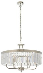 Endon 90263 - Candelabru Chesterfield pe lanț, 6 x E14, 6 W, 230 V, diametru 55 cm, crom lucios