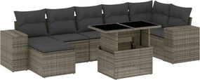 vidaXL Set canapele de grădină cu perne, 8 piese, gri, poliratan