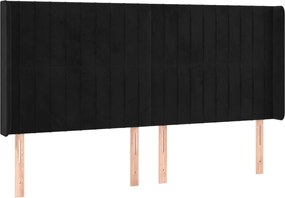 vidaXL Tăblie de pat cu aripioare, negru, 163x16x118/128 cm, catifea