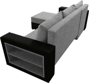 Canapea extensibilă cu raft, melanj negru/gri, stânga, MERAK ROH