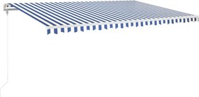 vidaXL Copertină retractabilă automat, albastru și alb, 500x350 cm