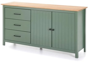 Comodă verde/în culoare naturală joasă din lemn masiv de pin 150x80 cm Miranda – Marckeric