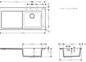 Chiuveta bucatarie neagra, dreptunghiulara SilicaTec Hansgrohe 43314170