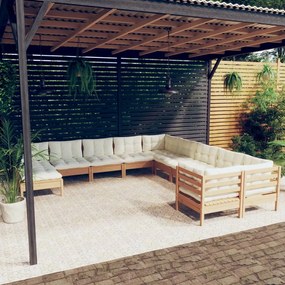 3097058 vidaXL Set mobilier relaxare grădină perne 11piese lemn pin maro miere