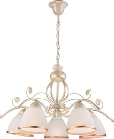 Candelabru cu lanț RETRO II, 5xE27/60W/230V, finisaj alb patinat