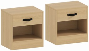 HOMCOM Set de 2 Noptiere cu Sertar și Compartiment Deschis pentru Sufragerie 39x28x41 cm Natural | Aosom Romania