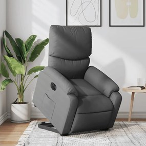 vidaXL Fotoliu electric rabatabil cu ridicare, gri închis, textil