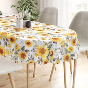 Goldea față de masă teflonată - flori de floarea-soarelui - ovală 120 x 160 cm