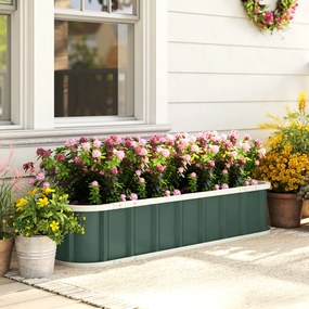 Outsunny Pat ridicat din oțel, recipient de plantare cu încuietori click, margine pliată 136 x 52 x 31 cm Verde deschis | Aosom Romania