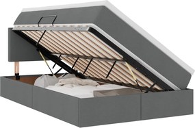 vidaXL Pat cu saltea și LED cu saltea Gri închis 120 x 190 cm țesătură