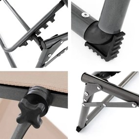 Șezlong pliant DIVERO cu acoperiș, XXL, bej