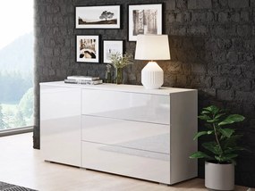 Comodă pentru living Nova -110 (Alb + Alb lucios). 1060060