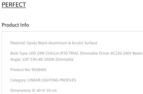 Plafoniera LED moderna design slim PERFECT 40cm negru 3000K Dimmable