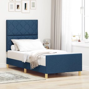 vidaXL Cadru de pat, albastru, 90x200 cm, textil
