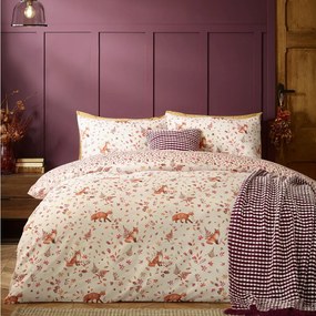 Lenjerie de pat portocalie-bej pentru pat dublu 200x200 cm Woodland Fox – Catherine Lansfield