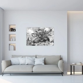 Tablou - Graffiti cu flamingo (90x60 cm)