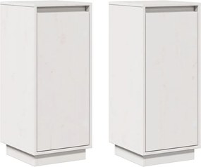 vidaXL Servante, 2 buc., alb, 31,5x34x75 cm, lemn masiv de pin