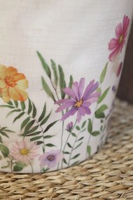 Vază din ceramică crem cu motiv floral "Avignon", H17.5/D11 cm