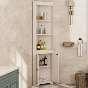 Dulap înalt pentru baie cu trei rafturi deschise, 49,5x35x170 cm, Alb