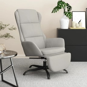 3097927 vidaXL Scaun de relaxare cu taburet, gri deschis, microfibră
