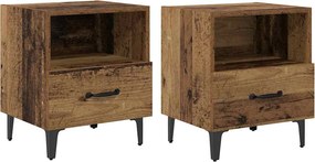 vidaXL Dulap de noapte cu sertar 2 pcs Lemn vechi 40 x 35 x 47.5 cm