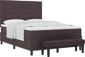 vidaXL Pat cu arcuri cu saltea Maro închis 140 x 200 cm țesătură