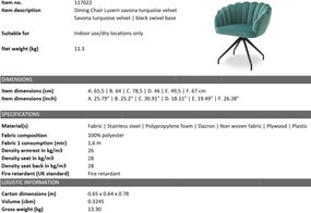 Scaun pivotant design elegant LUX Luzern, Savona turquoise