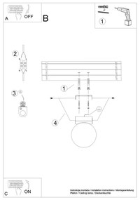 Plafonieră neagră cu abajur din sticlă ø 12 cm Umerta – Nice Lamps
