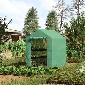 Outsunny Sera de Gradina cu 2 Rafturi pentru plante, legume, fructe din PE si Otel, 214x143x195cm - Verde | Aosom Ro