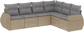 vidaXL Set canapele de grădină cu perne, 6 piese, bej, poliratan