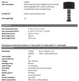 Veioza, Lampa de masa design LUX Dix, Bronze highlight