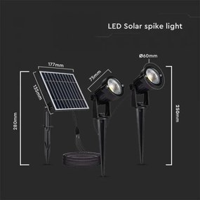 SET 2x Lampă solară LED exterior 2xLED/1,2W/3,7V IP65 3000K 4000 mAh