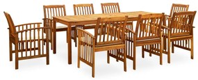 vidaXL Set mobilier de grădină cu perne, 9 piese, lemn masiv acacia