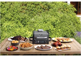 Gratar electric Ninja OG701EU, 2400W, Pana la 260C, Acoperire interna amina ceramica, Woodfire, Gri