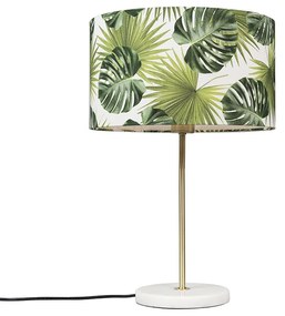 Lampă de masă modernă din alamă cu abajur cu frunze 35 cm - Kaso