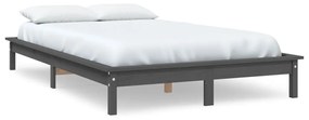 820588 vidaXL Cadru de pat, gri, 140x190 cm, lemn masiv de pin
