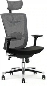 Scaun de birou AMBASADOR, negru/gri, stofa/plasa, 64x63x128/138 cm