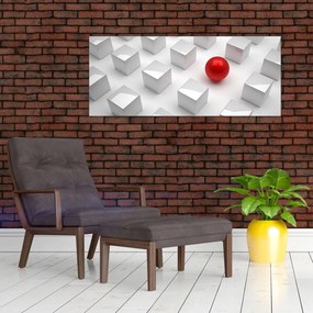 Tablou cu abstracție - cub cu bilă (120x50 cm)