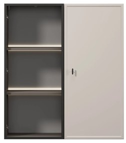 Vitrină suspendată pentru living Lorini 100 cm - cașmir / mâner negru T-bar