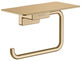 Suport hartie igienica cu raft Hansgrohe AddStoris bronz periat