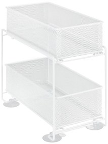 Suport cu 2 coșuri metalic alb cu ventuze Wenko