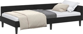 vidaXL Cadru de pat colțar cu headboard Negru 90 cm x 190 cm Catifea