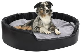 vidaXL Pat pentru câini, negru/gri, 99x89x21 cm, pluș/piele ecologică