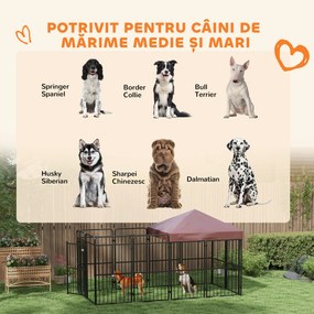 PawHut Cotet Exterior pentru Caini Tarc cu Copertină Impermeabilă pentru Talie Medie și Mare Maro | Aosom Romania