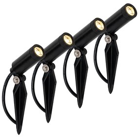 Set de 4 spoturi cu vârf negru inclusiv LED IP65 reîncărcabil solar - Garly