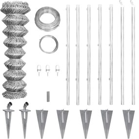 vidaXL Gard din plasă cu stâlpi și țăruși, 15x1,5 m, oțel galvanizat