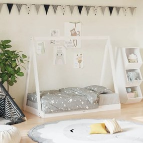 834526 vidaXL Cadru de pat pentru copii, alb, 70x140 cm, lemn masiv de pin