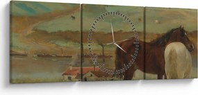 Tablou - Edgar Degas, Horses in a Meadow, reproducere (cu ceas) (90x30 cm)