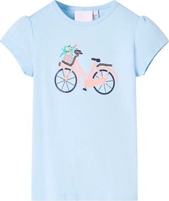 vidaXL Tricou pentru copii, albastru deschis, 116