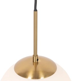 Art Deco hanglamp goud met opaal glas incl. rail adapter zwart 1-fase - Slimline Flore